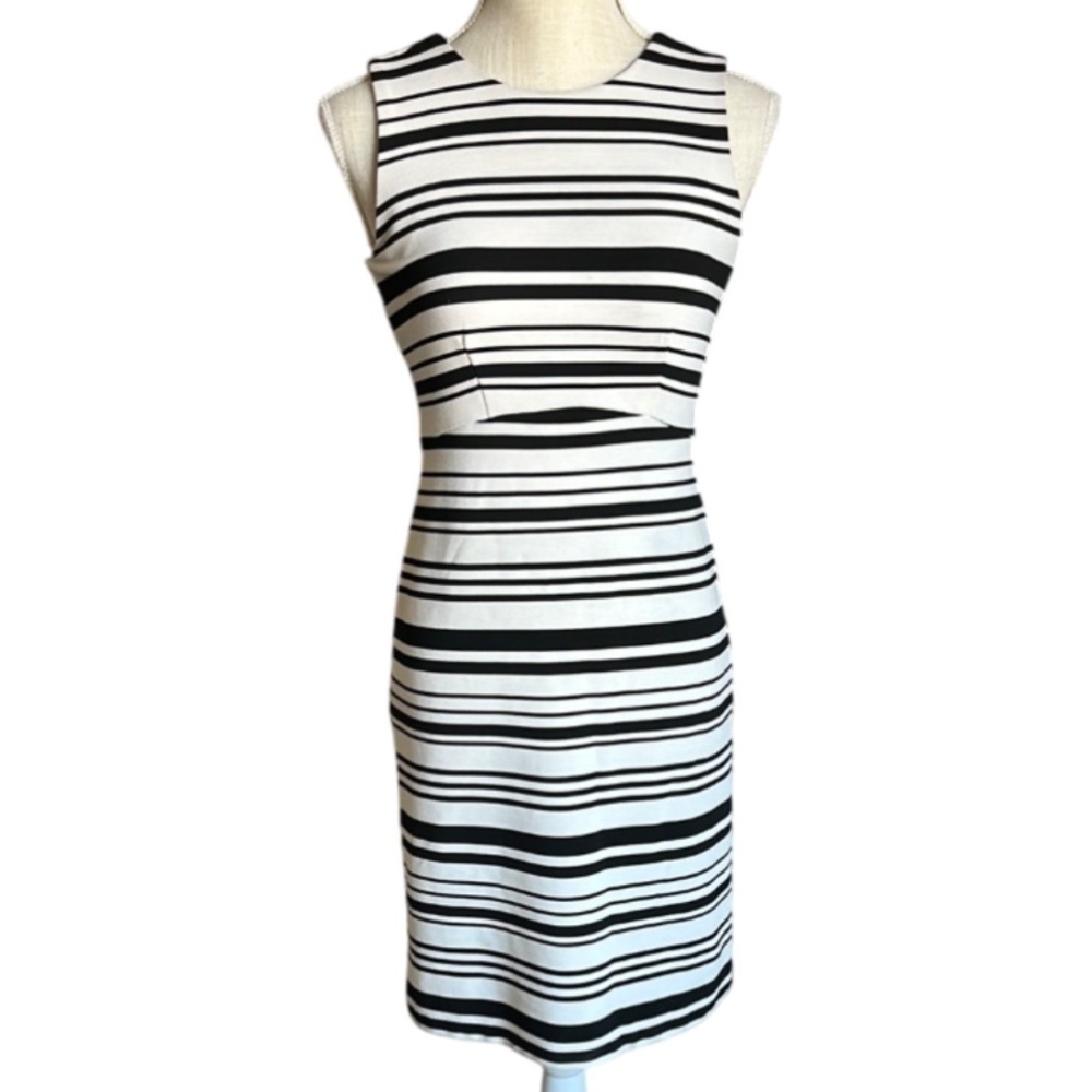 Ann Taylor Factory Stripe Textured Sleeveless Dress - 0